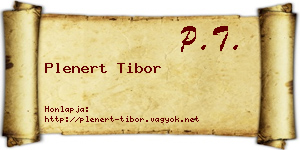 Plenert Tibor névjegykártya